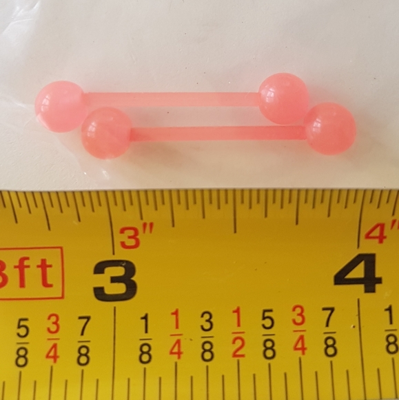 👅 2 Grapefruit Glow Tongue Rings - Picture 5 of 7